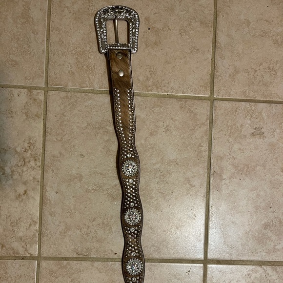 Cowhide Leather Bling Belt